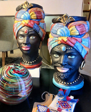 Satin Moor heads with multicolored turban