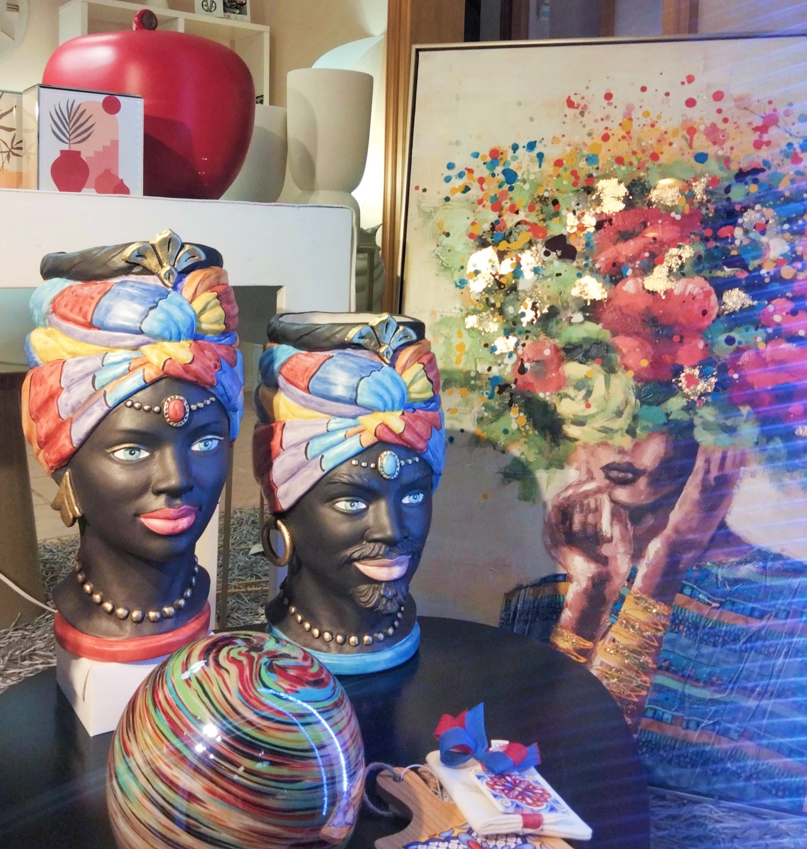 Satin Moor heads with multicolored turban