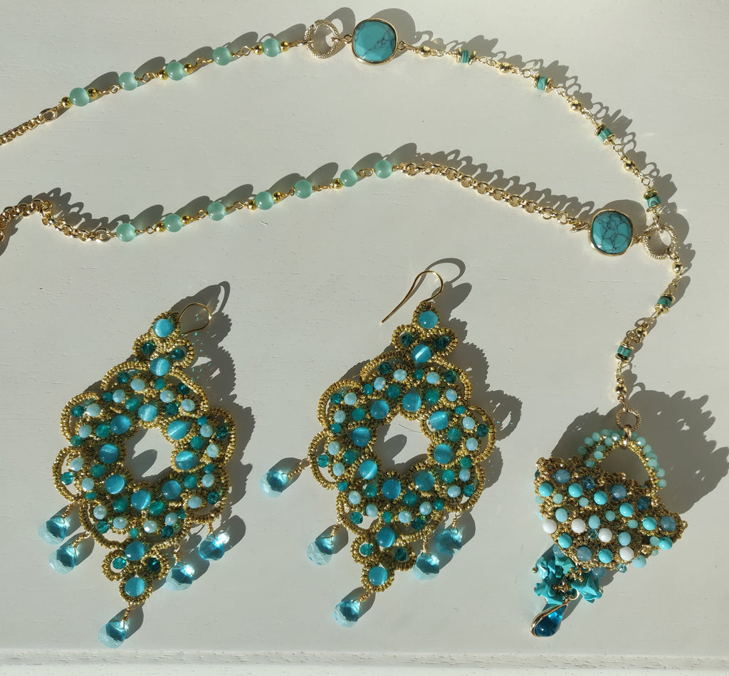 Set of necklace and earrings