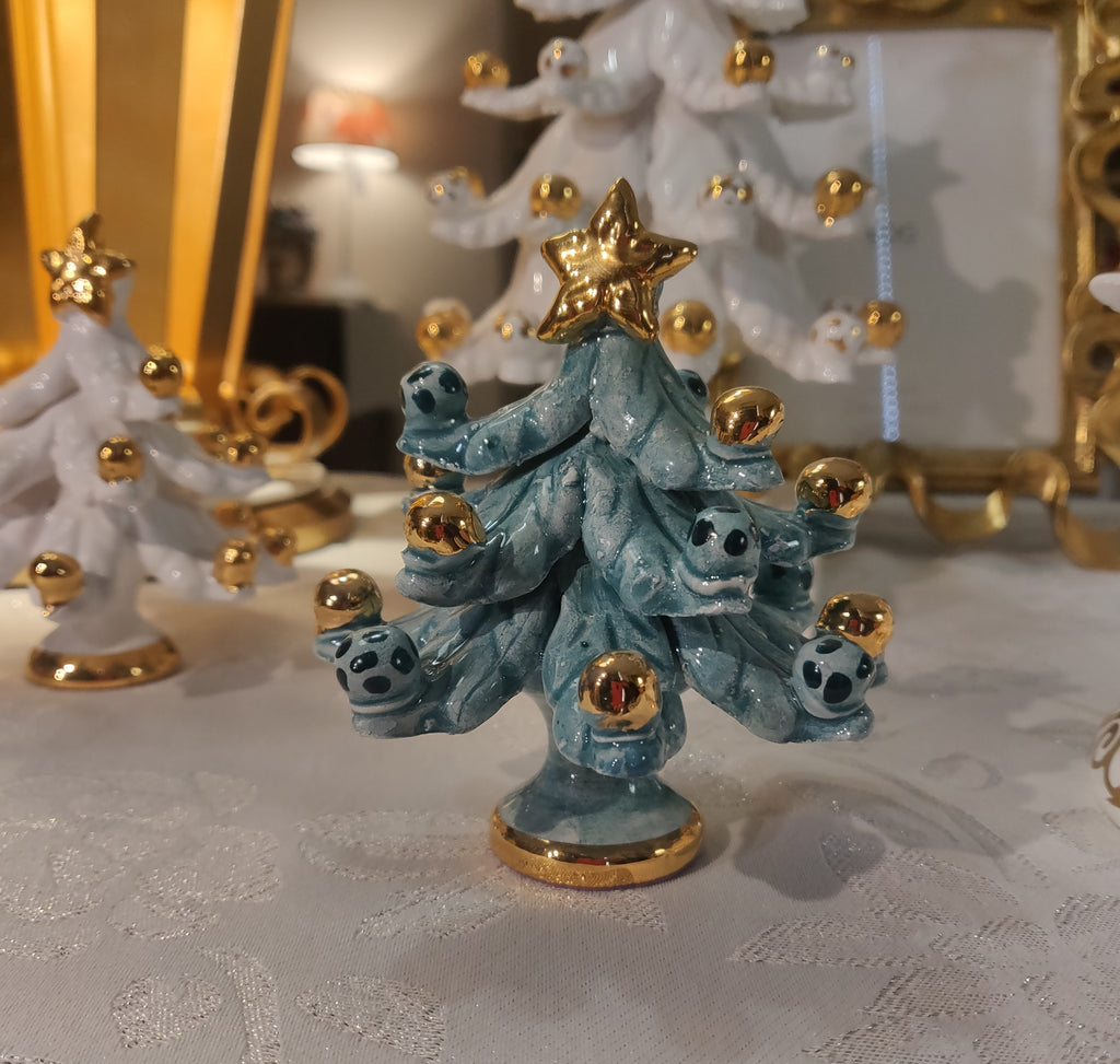 Christmas tree in white ceramic embellished with pure gold