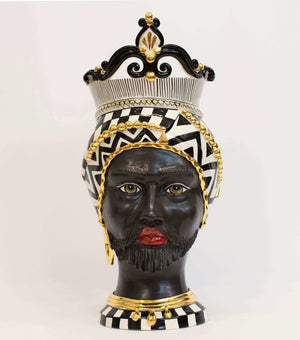 Testa di Moro mit schwarz-weißer Dekoration und reinem Gold