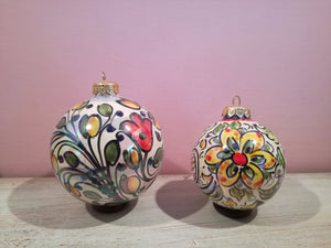 Coppia sfere per l'albero di Natale decoro siciliano