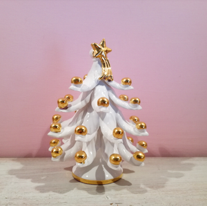 Christmas tree in white ceramic embellished with pure gold
