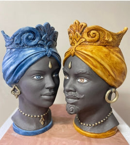 Pair of Moro's Heads satin colored turban