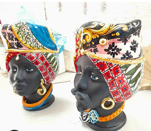 Pair of Moro's Heads with turban